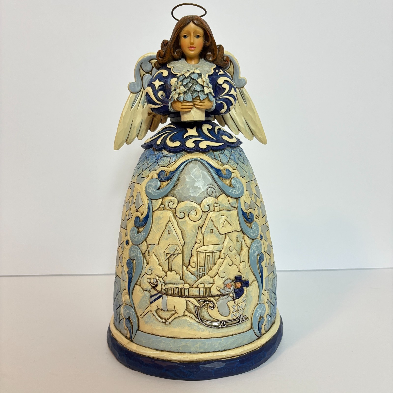 Jim Shore Blessed Be Your Winter Memories Blue Angel Figurine Carriage Holiday
