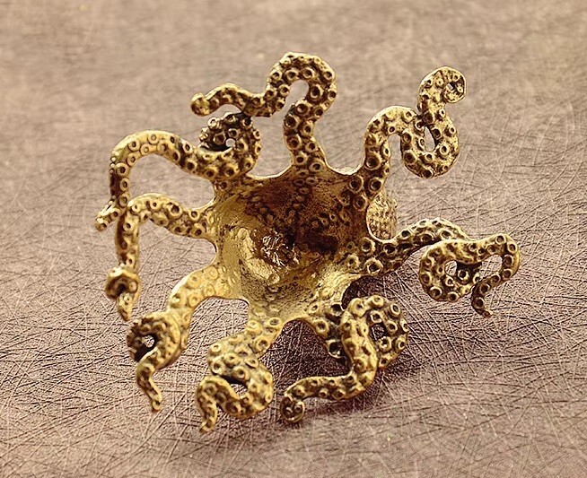 Brass Octopus Animal Statue Small Sculpture Tabletop Figurine Home Decor Gifts