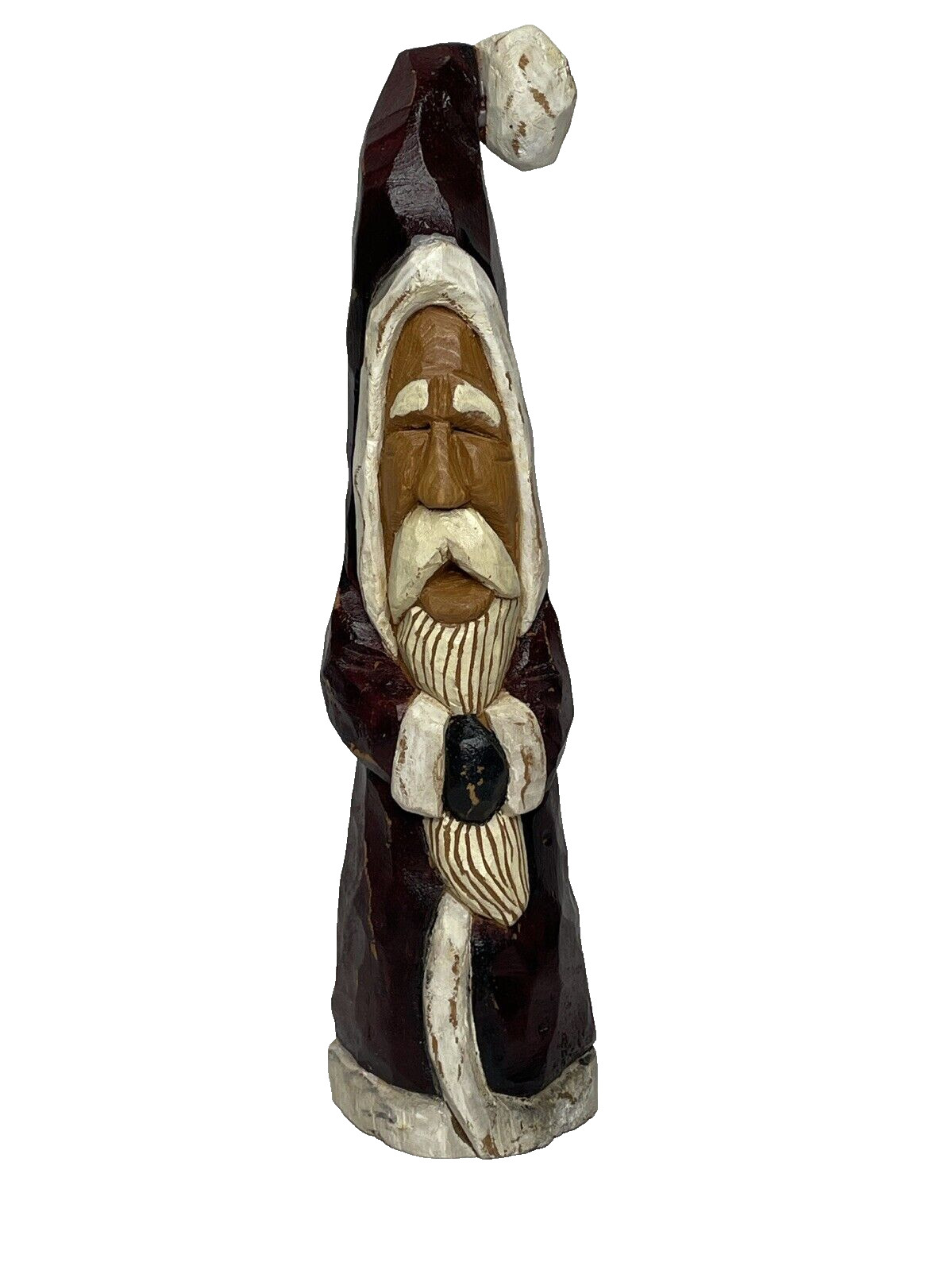 Hand Carved Wood Folk Art Primitive Santa Figure Artist Signed Daryl Boone READ