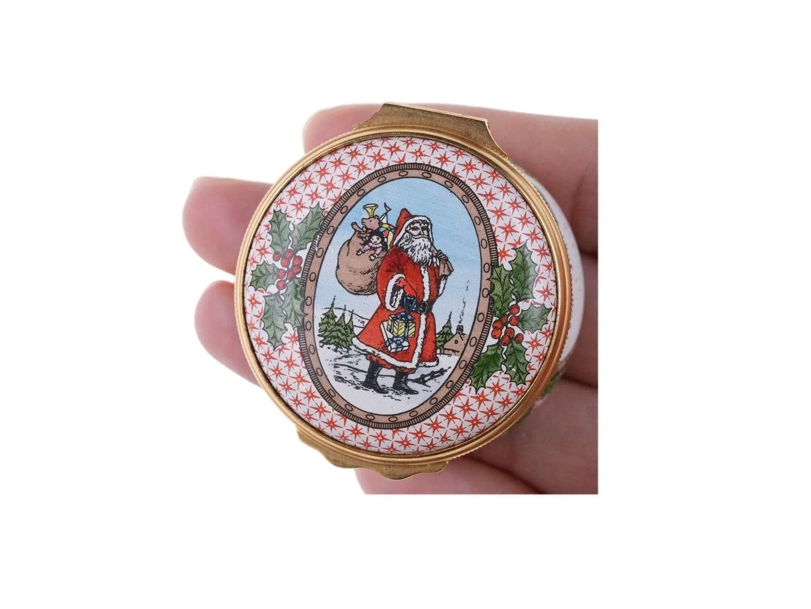1984 Halcyon Days Christmas Enamel trinket box