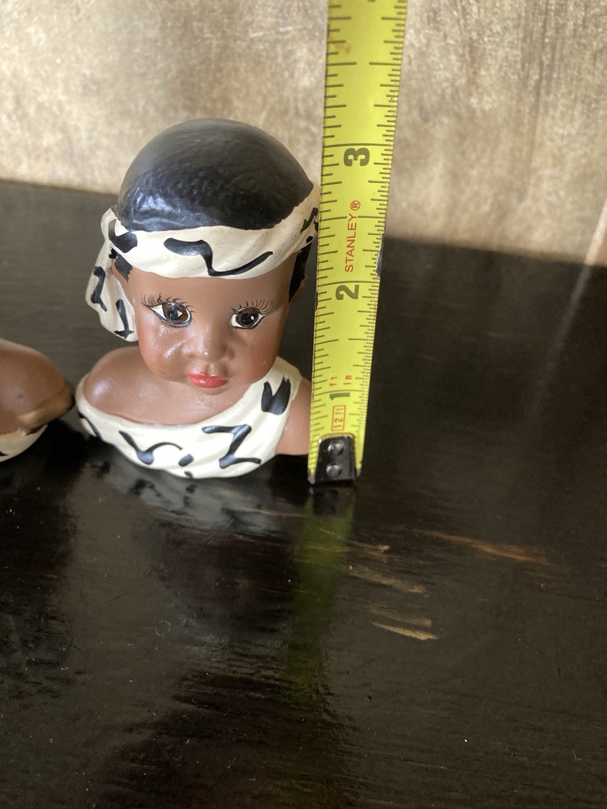 Signed Hand Painted African American Girl Busts Cute Boho Decor Collectible Art