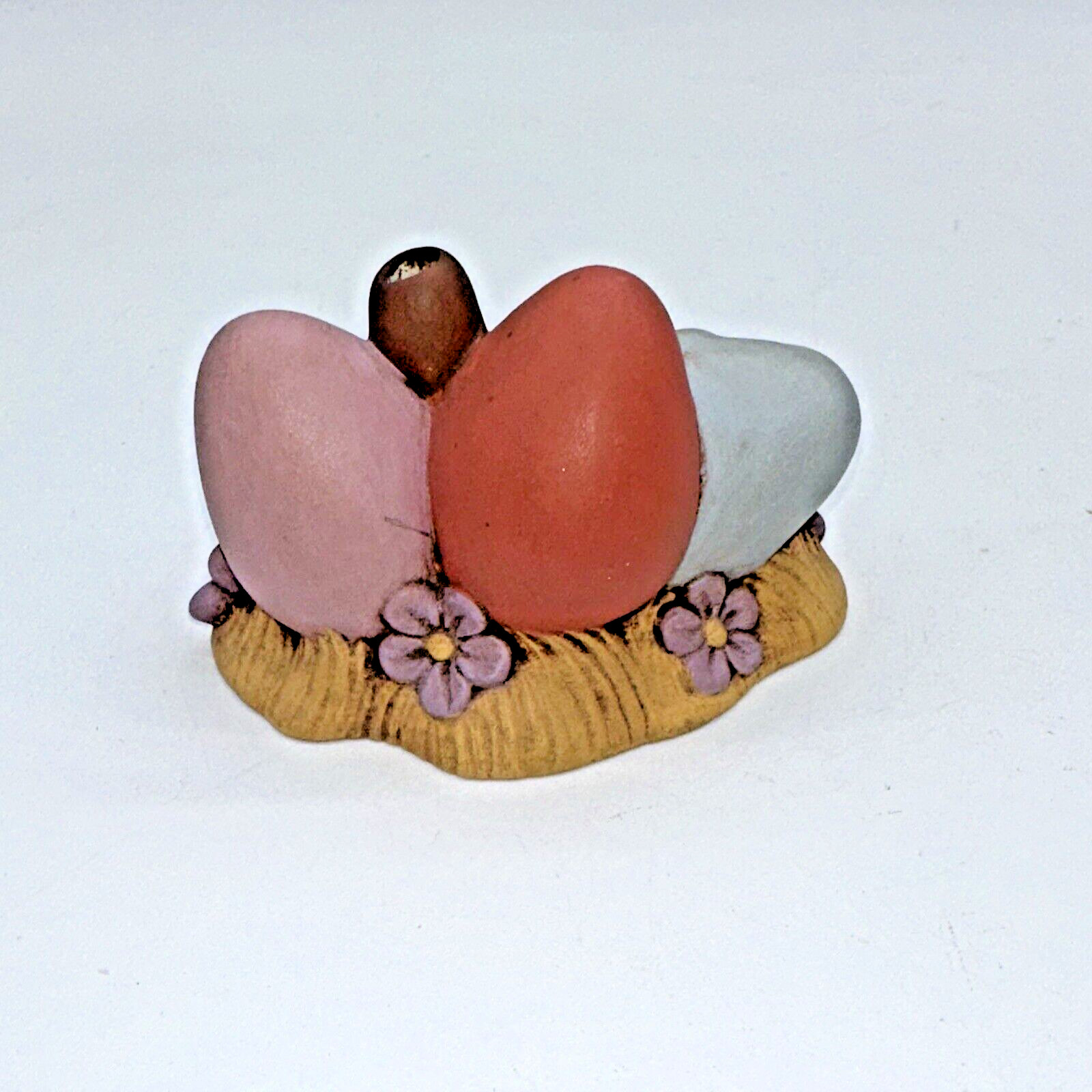 VTG Mid Century Kitschy Anthropomorphic Handpainted Ceramic Triple EGG Figurine