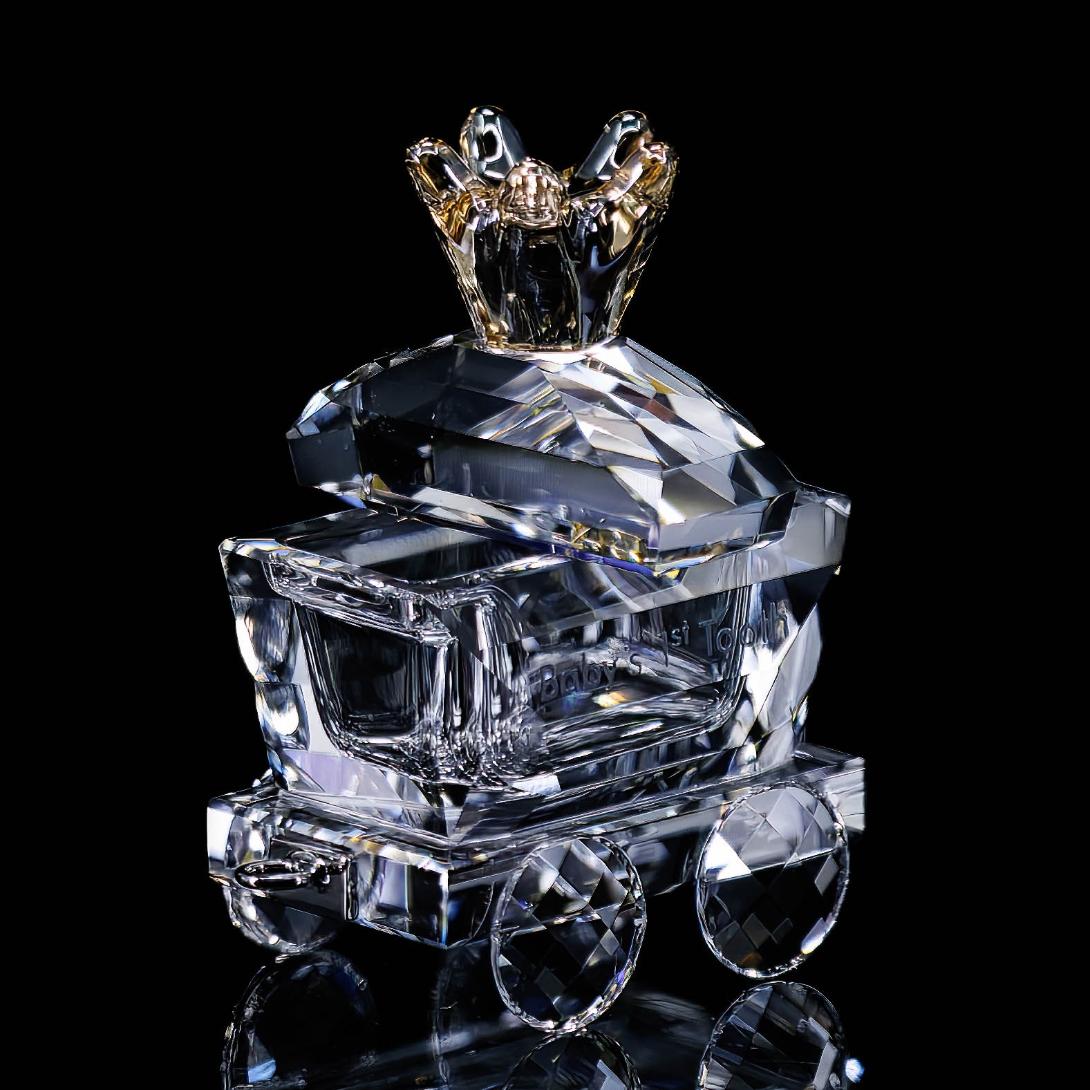 Swarovski Figurine Crystal First Steps Baby’s First Tooth Wagon 5492218