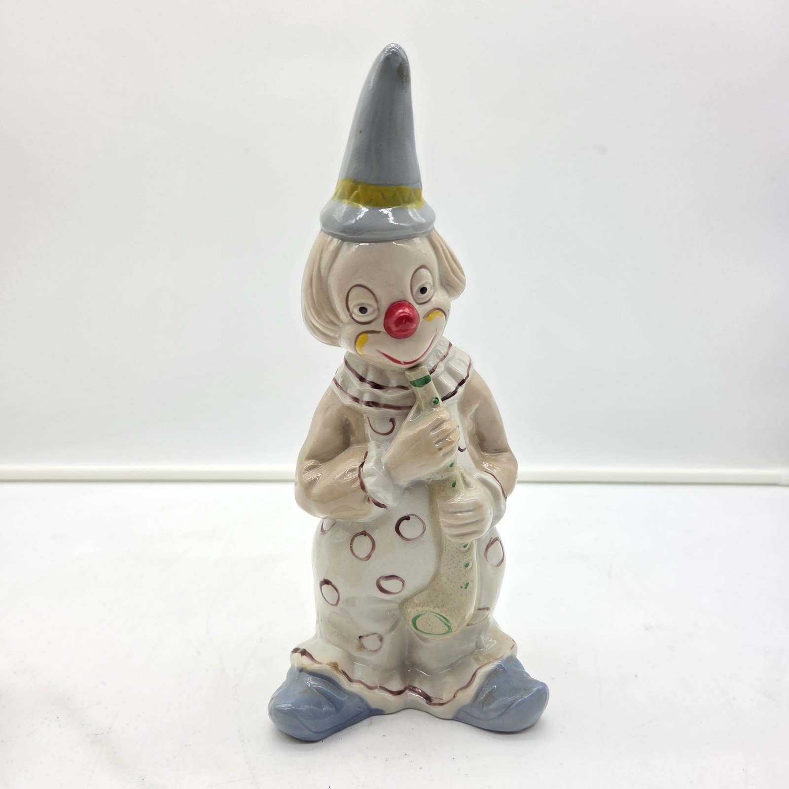 VTG 10.5″ Hand Painted Jester Clown Harlequin Ceramic Figurine Glossy Finish