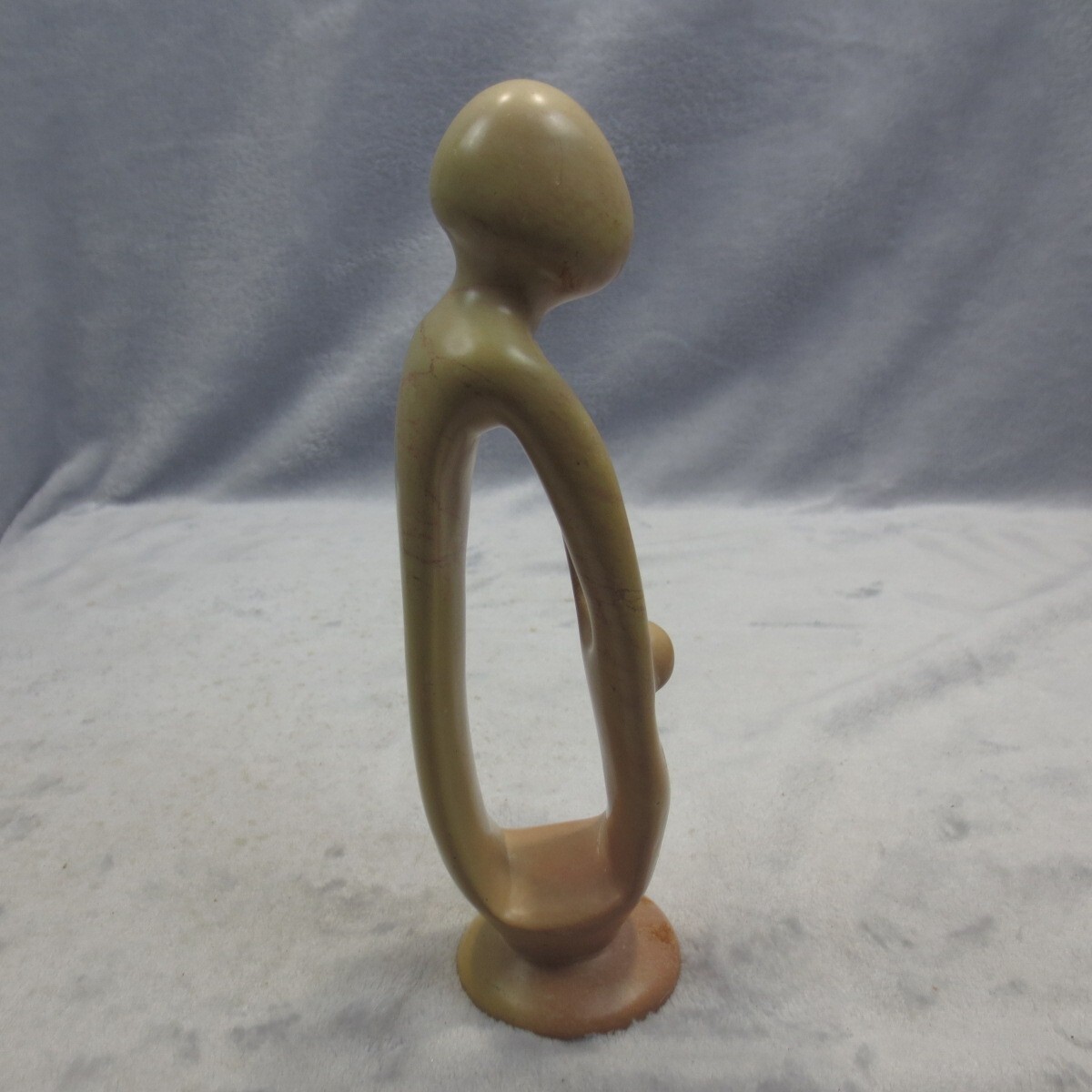 Abstract Contemporary Soapstone Carving Sculpture Statue Parent Embracing Child