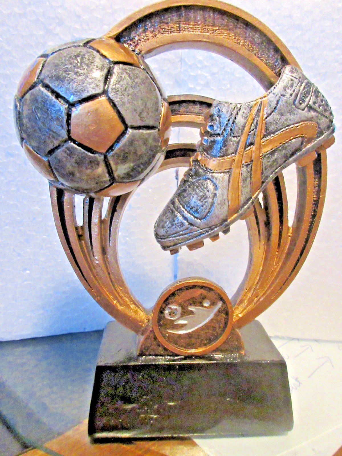#12B football 1 trophy gold gray Tone Resin Football sport ballon soccer