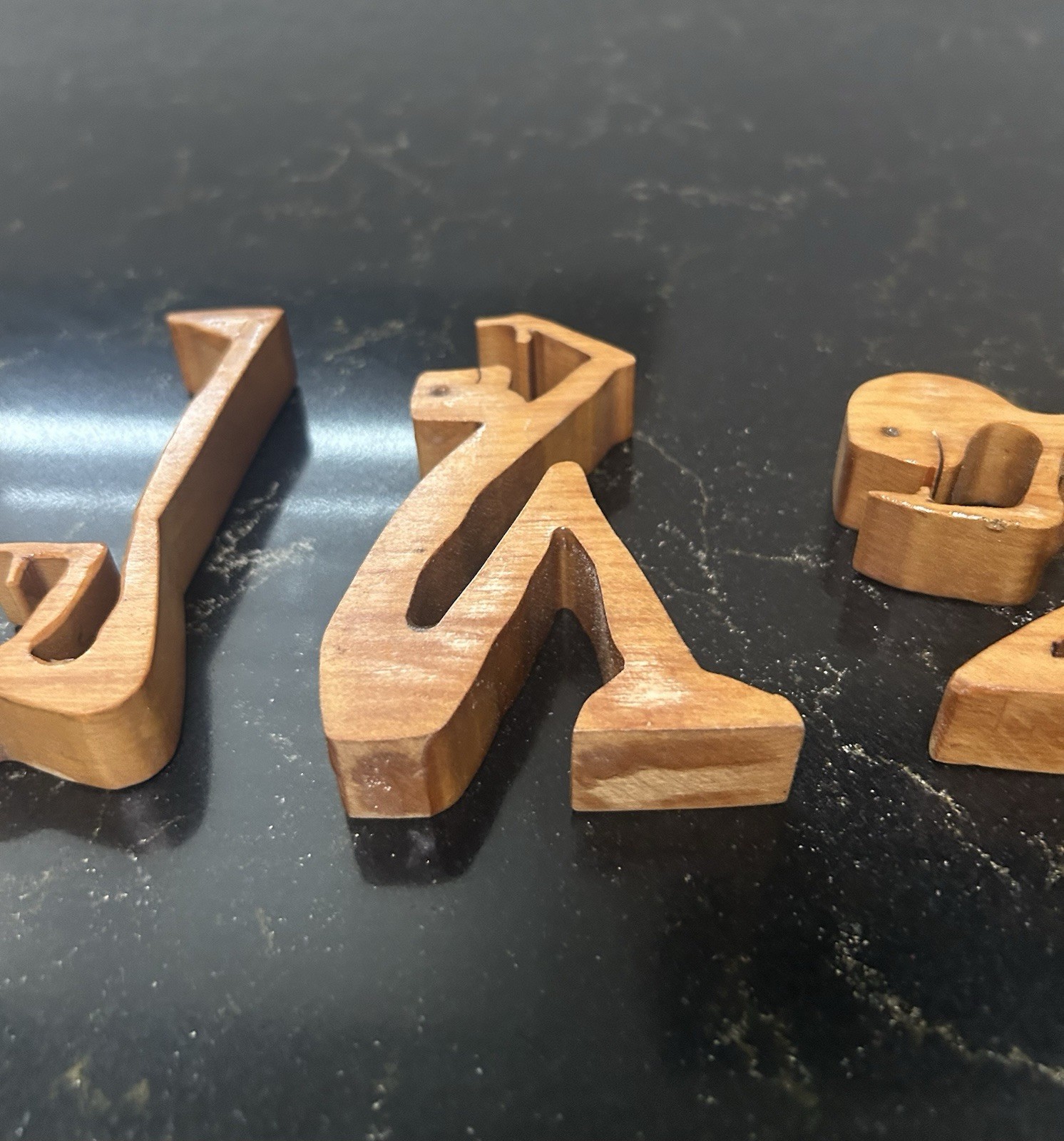 Wooden Abstract Figurines Hand Made Lot Of (4)
