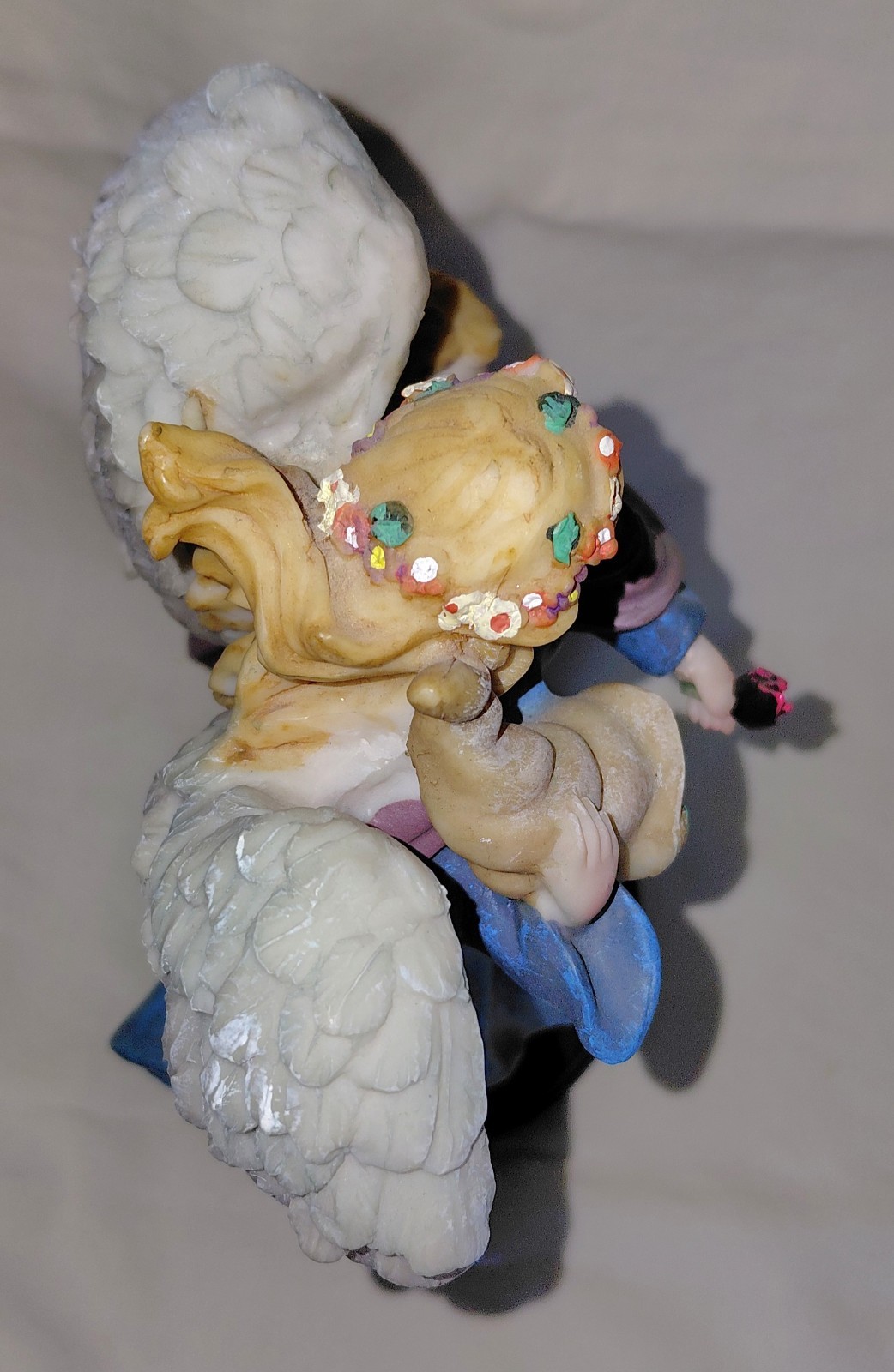 Vintage Angel Figurine with Pan Flute and Cherub Angel