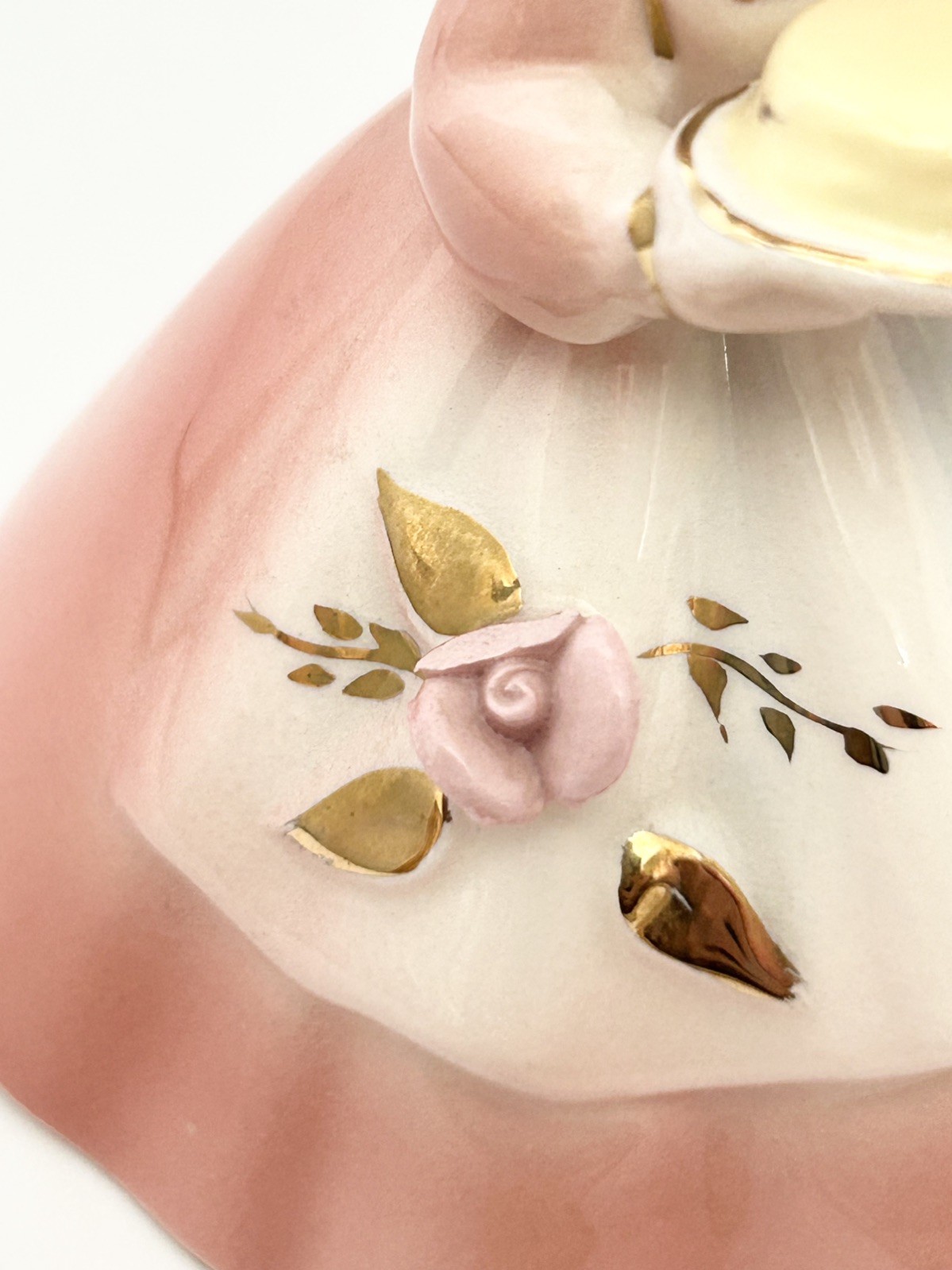 Vtg Josef Originals “Dinner Belle” Figurine Pink Dress w Sticker chipped petal