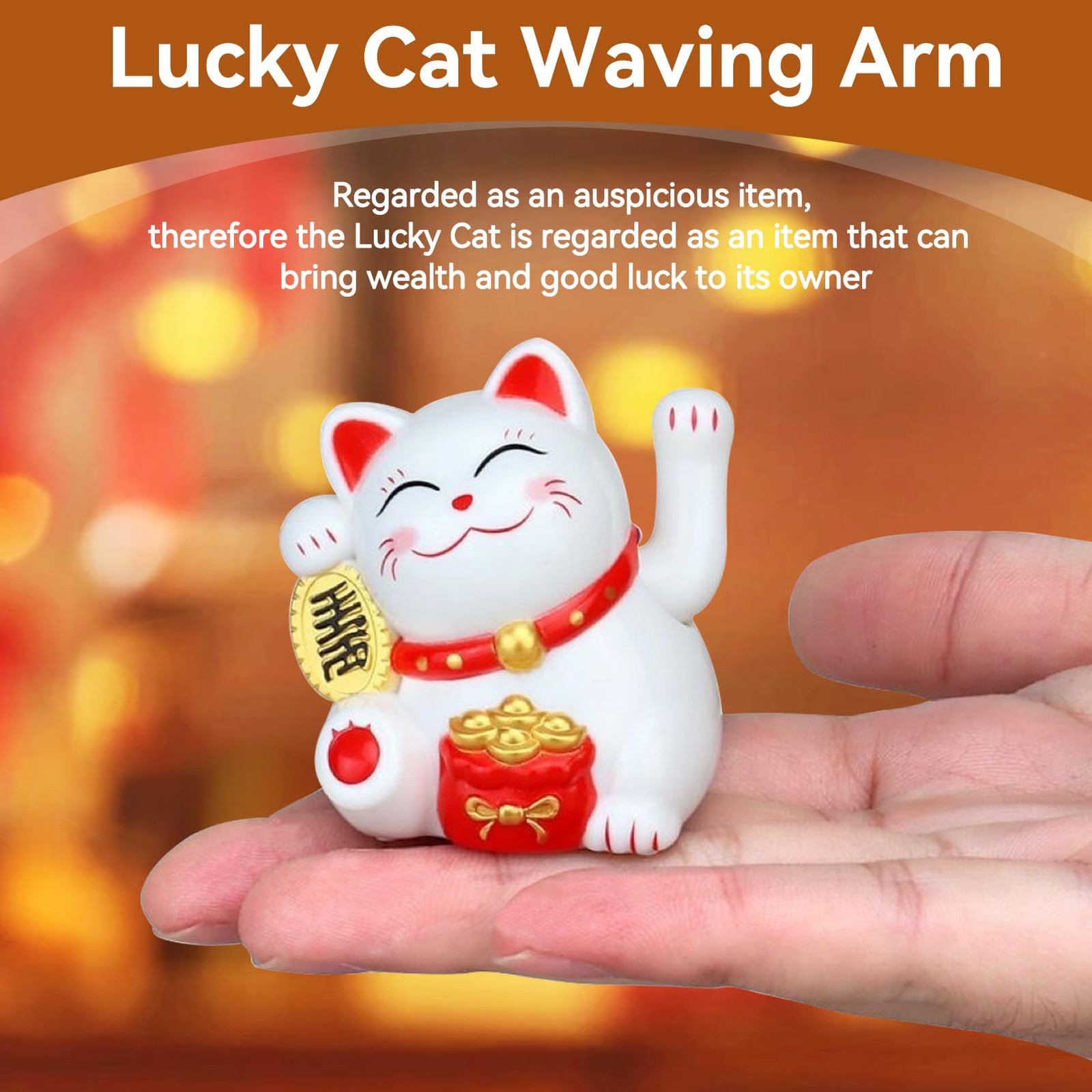 Lucky Cat Waving Arm 5.5in Electric Waving Lucky Fortune Cat Chinese Cat Wavi…