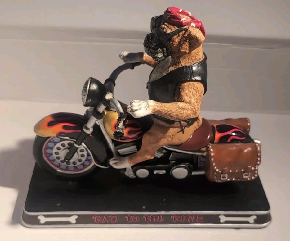 Danbury Mint Boxer On Motorcycle Dog Bad To The Bone Vtg Figurine SHIPS FROM USA