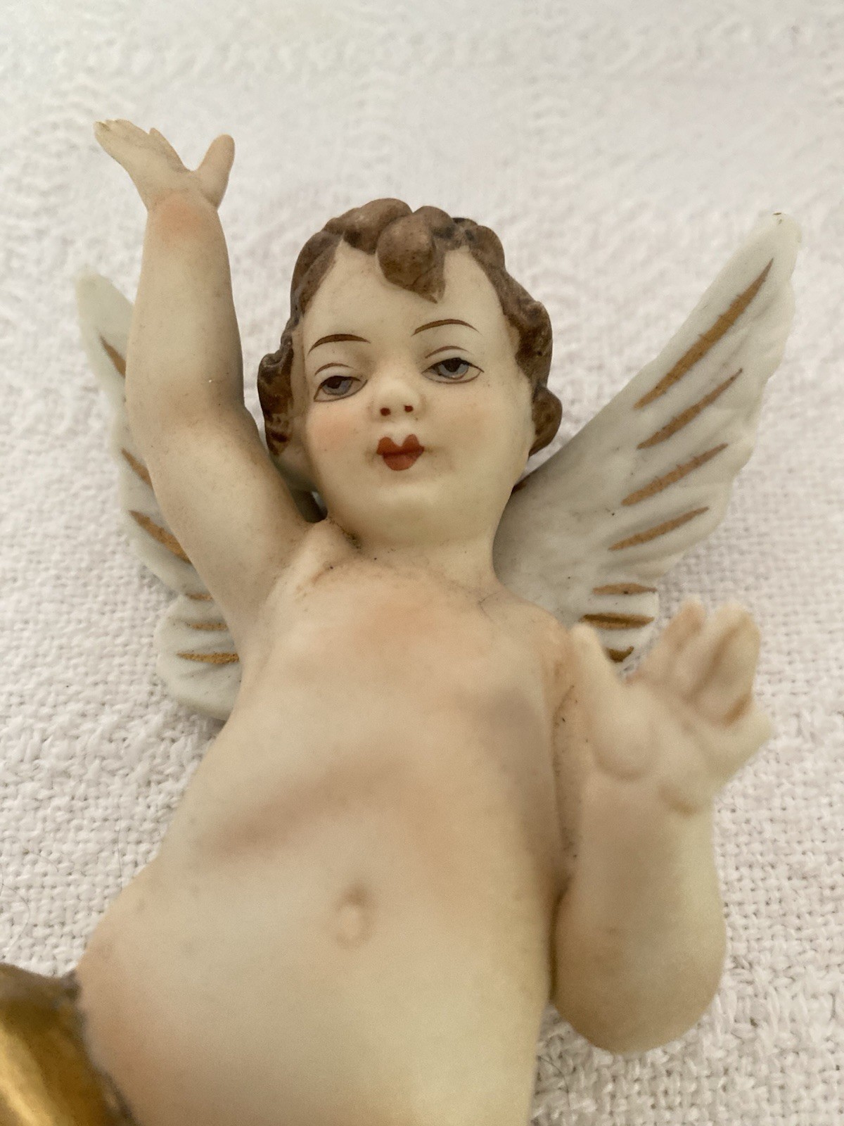Antique German Angels Bisque Porcelain Pair, Ernst Bohne & Söhne Marked No Chips