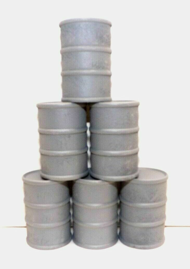 G SCALE OIL DRUMS primer gray 1/24 DIORAMA MODEL TRAIN CARGO SET OF 6