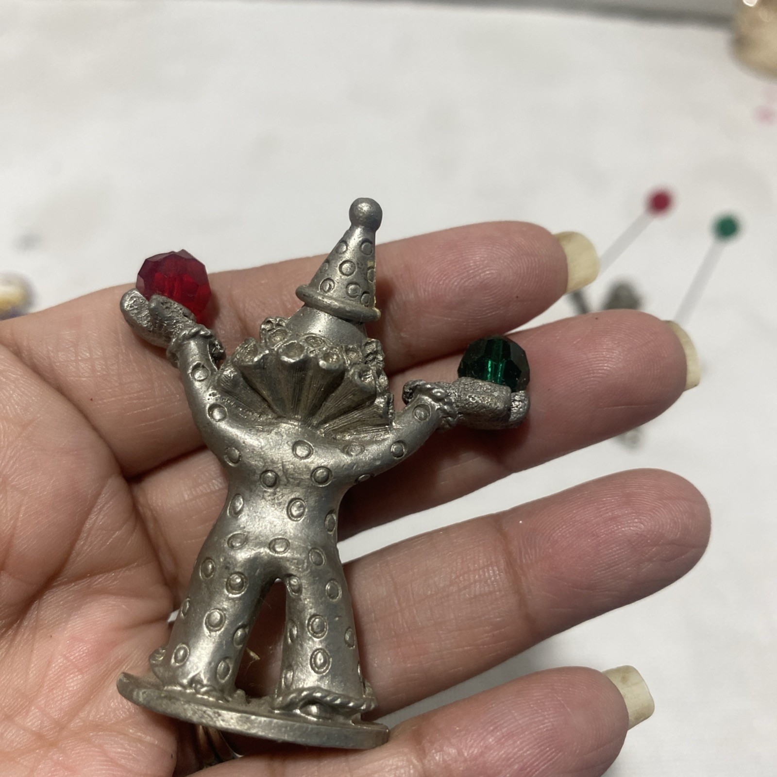 Spoontiques pewter with swarovski crystals . Circus Clown Figurines Set of 7
