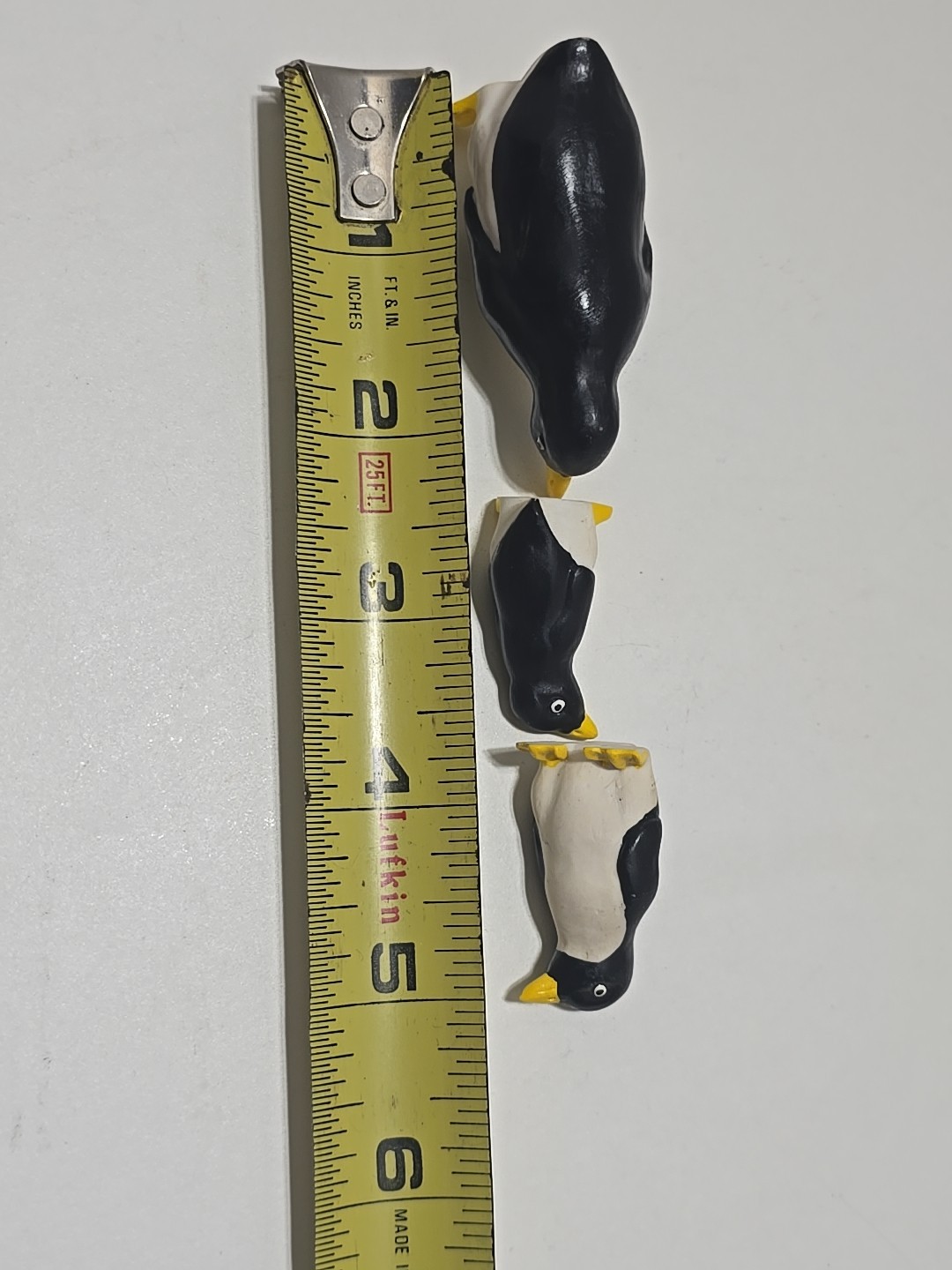 3 Penguin Figures. Black & White Tuxedo Mom + 2 Babies. Adelie VTG Miniature Acc