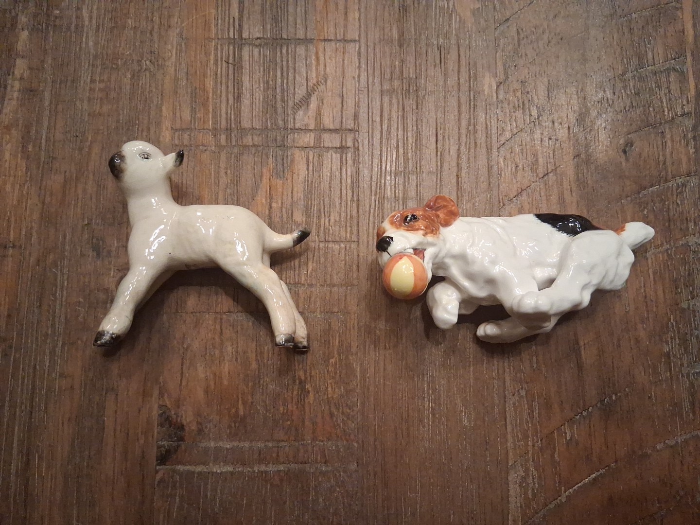 Lot Of 2-Royal Doulton Jack Russell Terrier with Ball HN1097 & Beswick Lamb