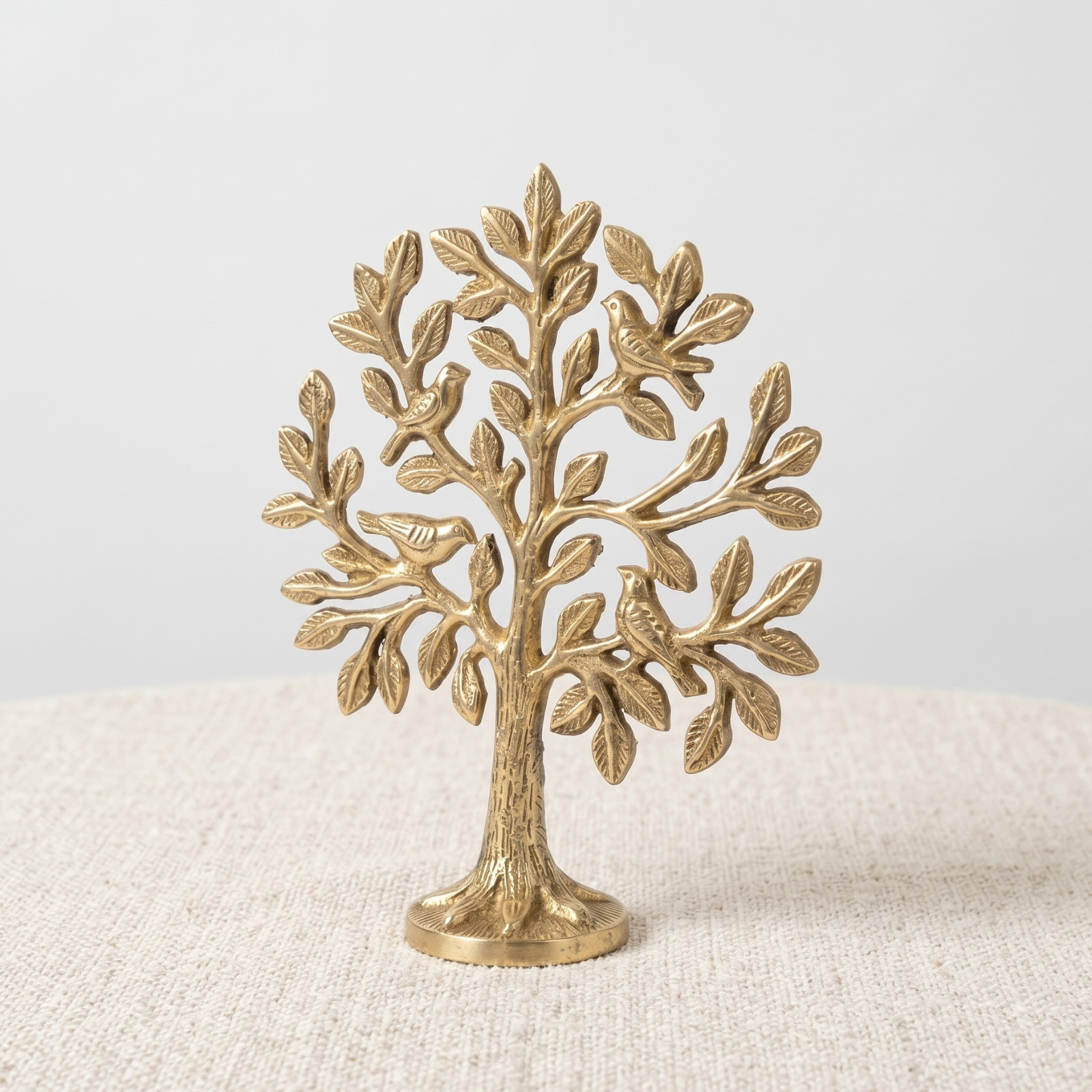 Decorative Golden Tree Sculpture with Birds Modern Spiritual Home Accent