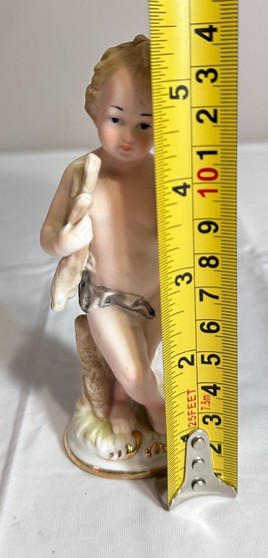 Vintage Victorian Style Cherub Figurine Bisque Angel Sculpture Peace Dove