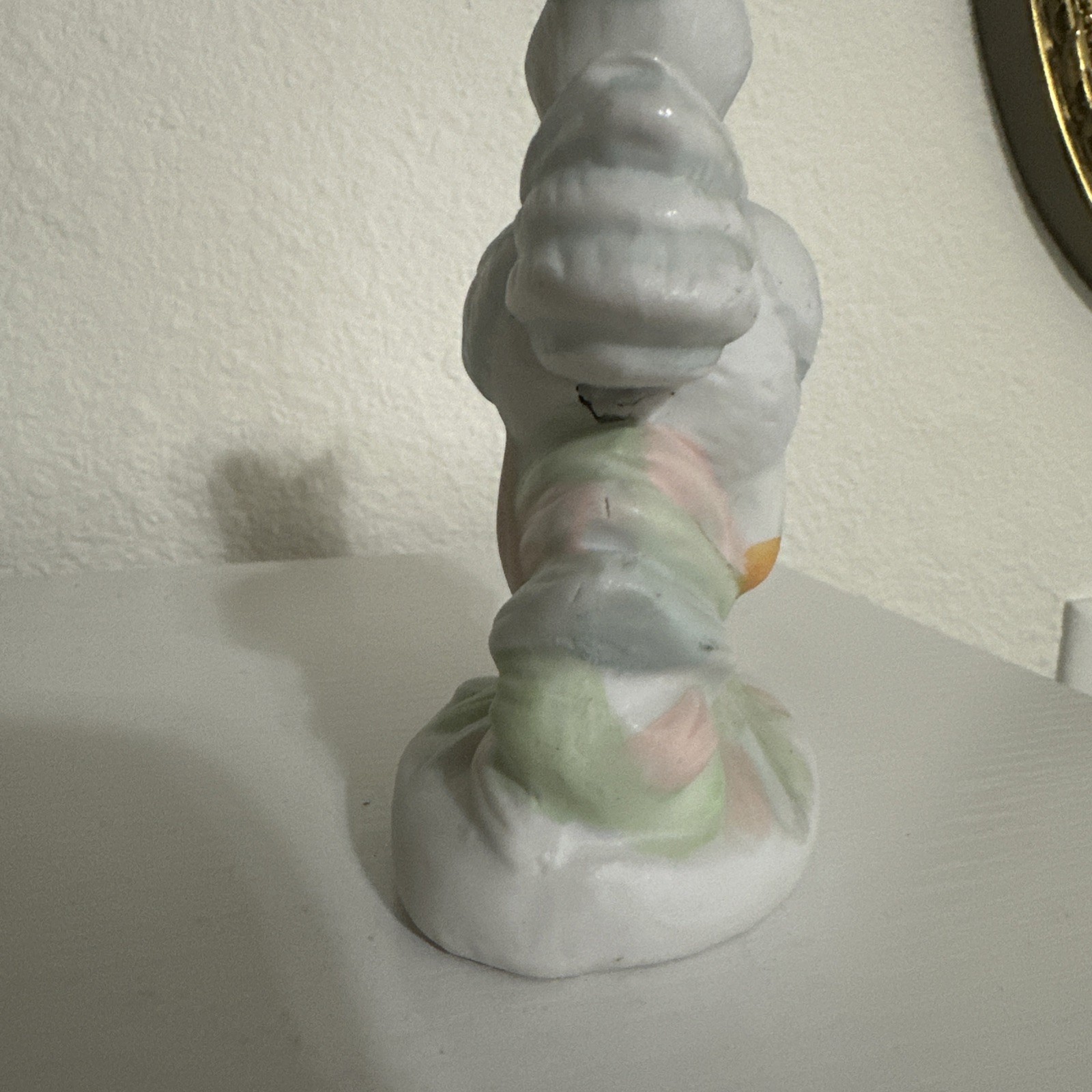 Vintage Porcelain Stork Carrying Boy Baby Blue Blanket Figure – 5.5”
