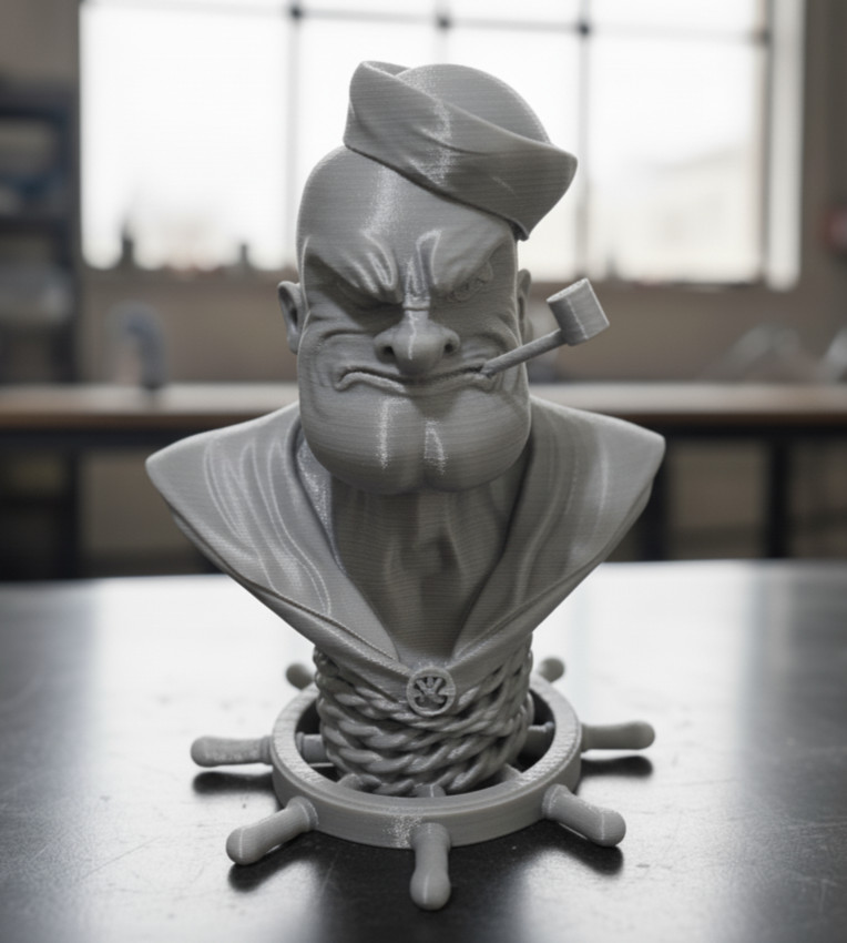 Popeye Cartoon Bust Figure Large 10″ inch – 3D Printed Figurine Statue