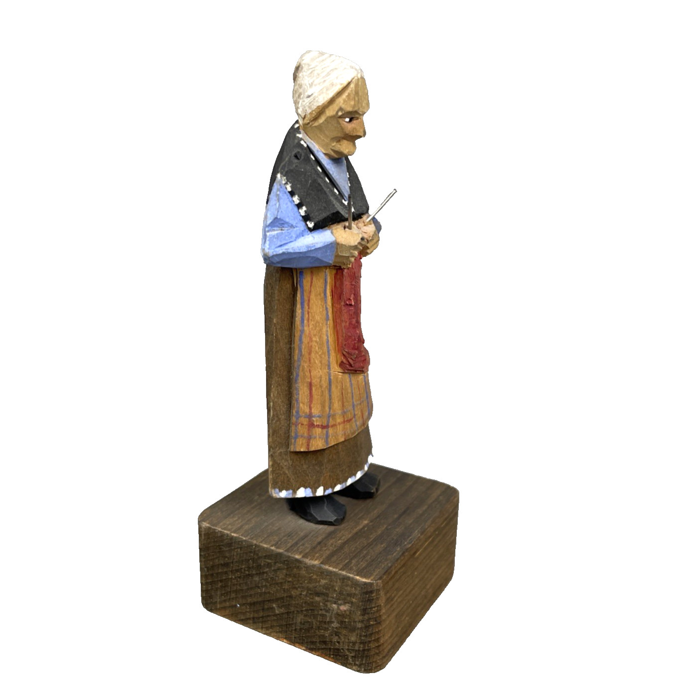 VTG Carl Olaf Trygg Hand Carved Wood Figures Pair Swedish Folk Art Signed