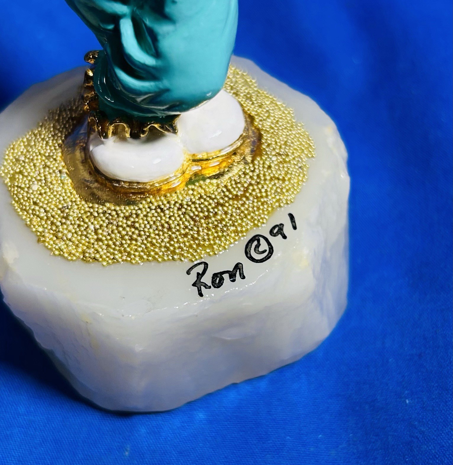 Potsie 1991 Ron Lee Onyx Base 24kt Gold Accents Clown Signed 5 1/2”