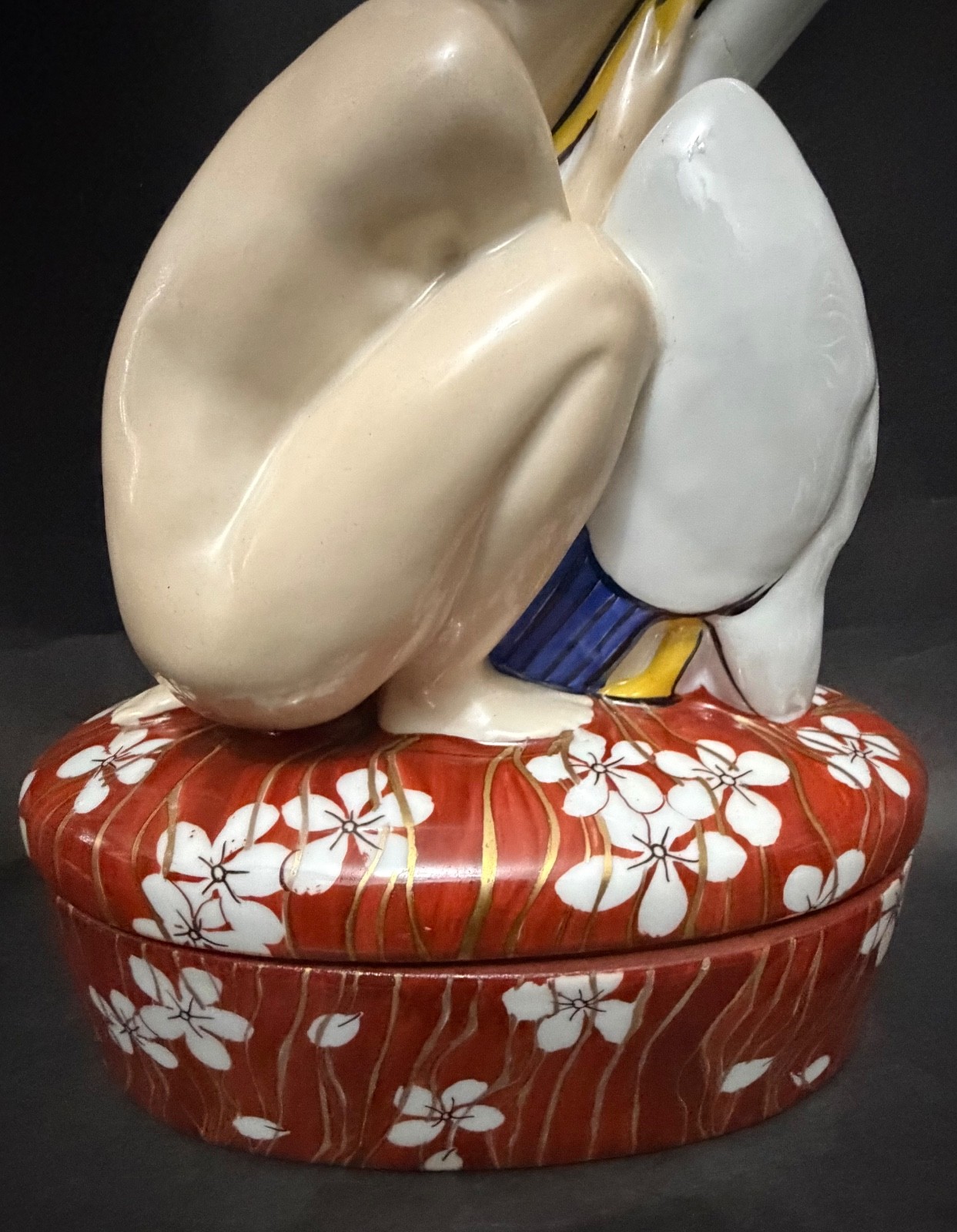 Large Art Deco Aladin France Porcelain Jewelry Chest – Nude Woman & Pelican – 11