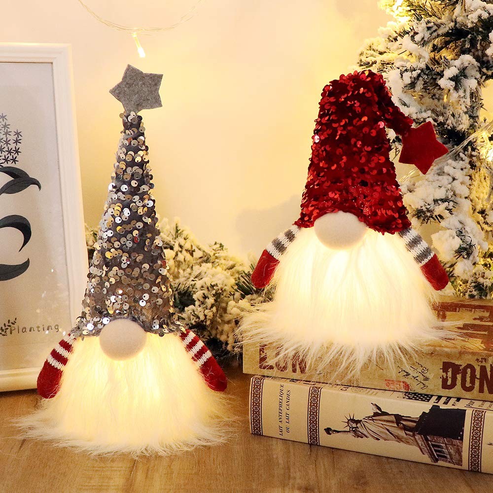 Scandinavian Christmas Gnome Lights with Timer, Swedish Santa Tomte Gnome, No…