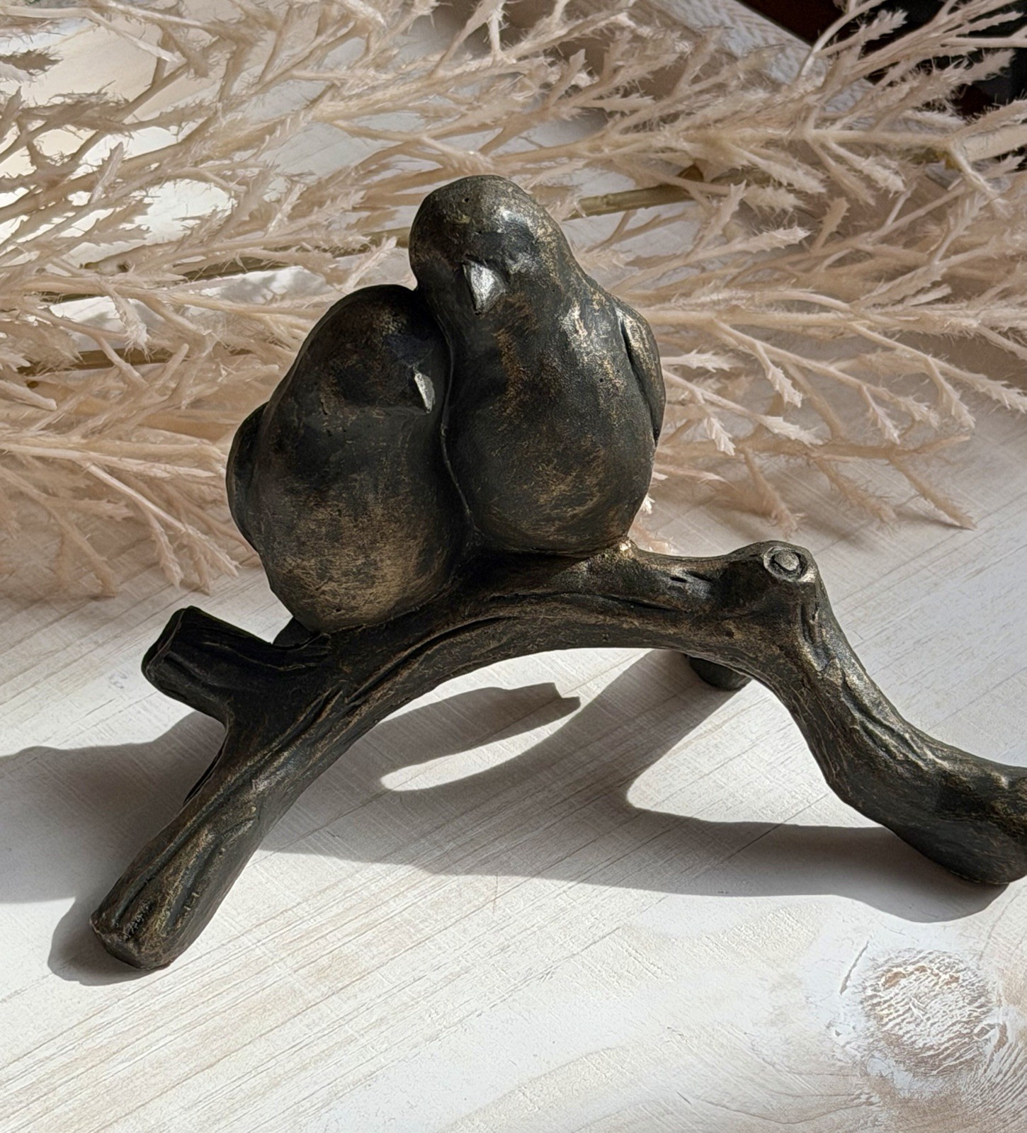 Vintage Love Birds On A Branch Figurine Shelf Table Bird Decor Rustic