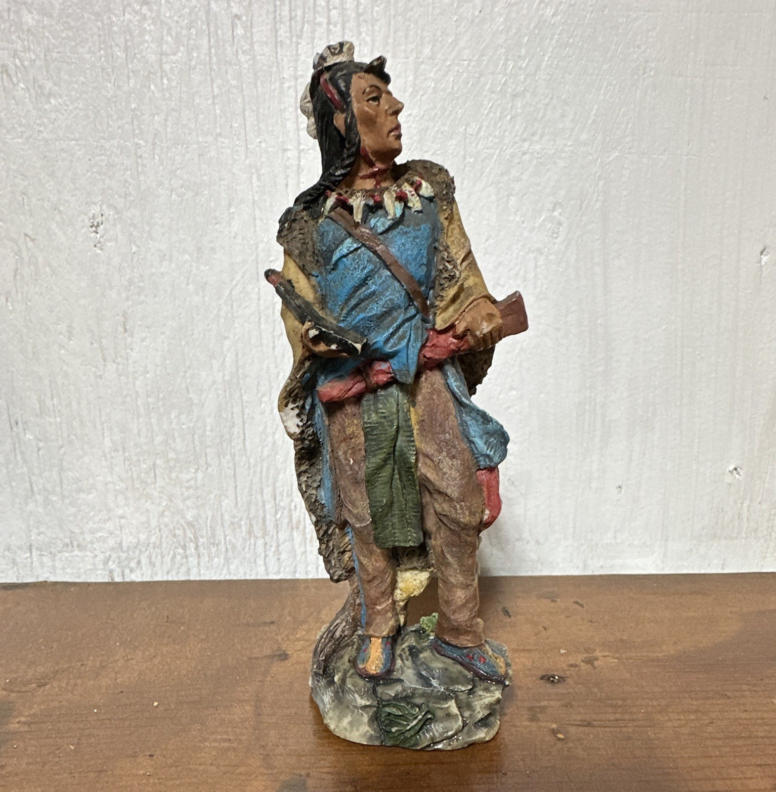 Painted Multicolor 6” Figurine Native American Style Holding Axe