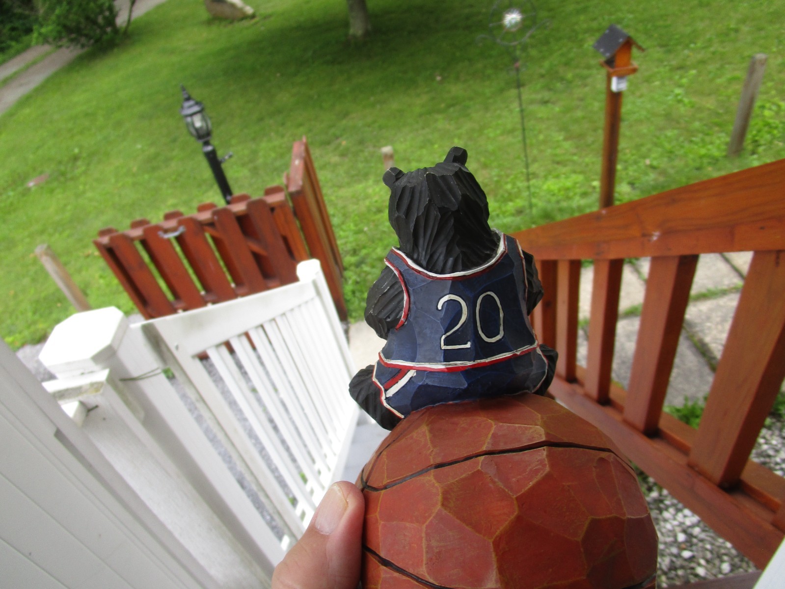 BLACK BEAR BALL PLAYER~[ SITTING ON BASKETBALL FIGURINE ]~~L@@K!!!