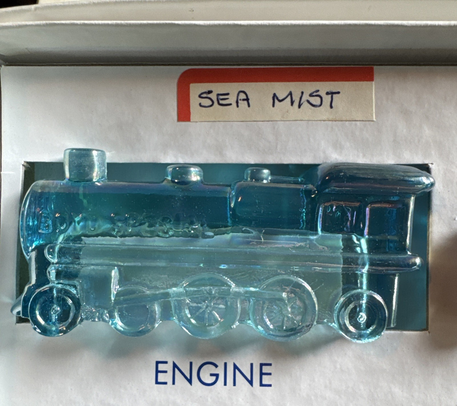 Boyd’s Glass Special Train Set of 6 – Sea Mist Carnival Glass w/ Original Box
