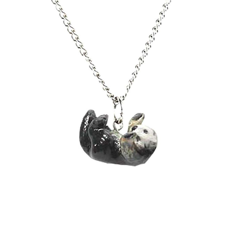 Little Critterz Jewelry – Black Sea Otter Animal – Pendant Porcelain Jewelry