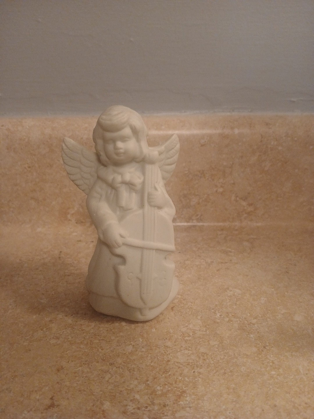 Off White Ceramic Violin Playing Angel