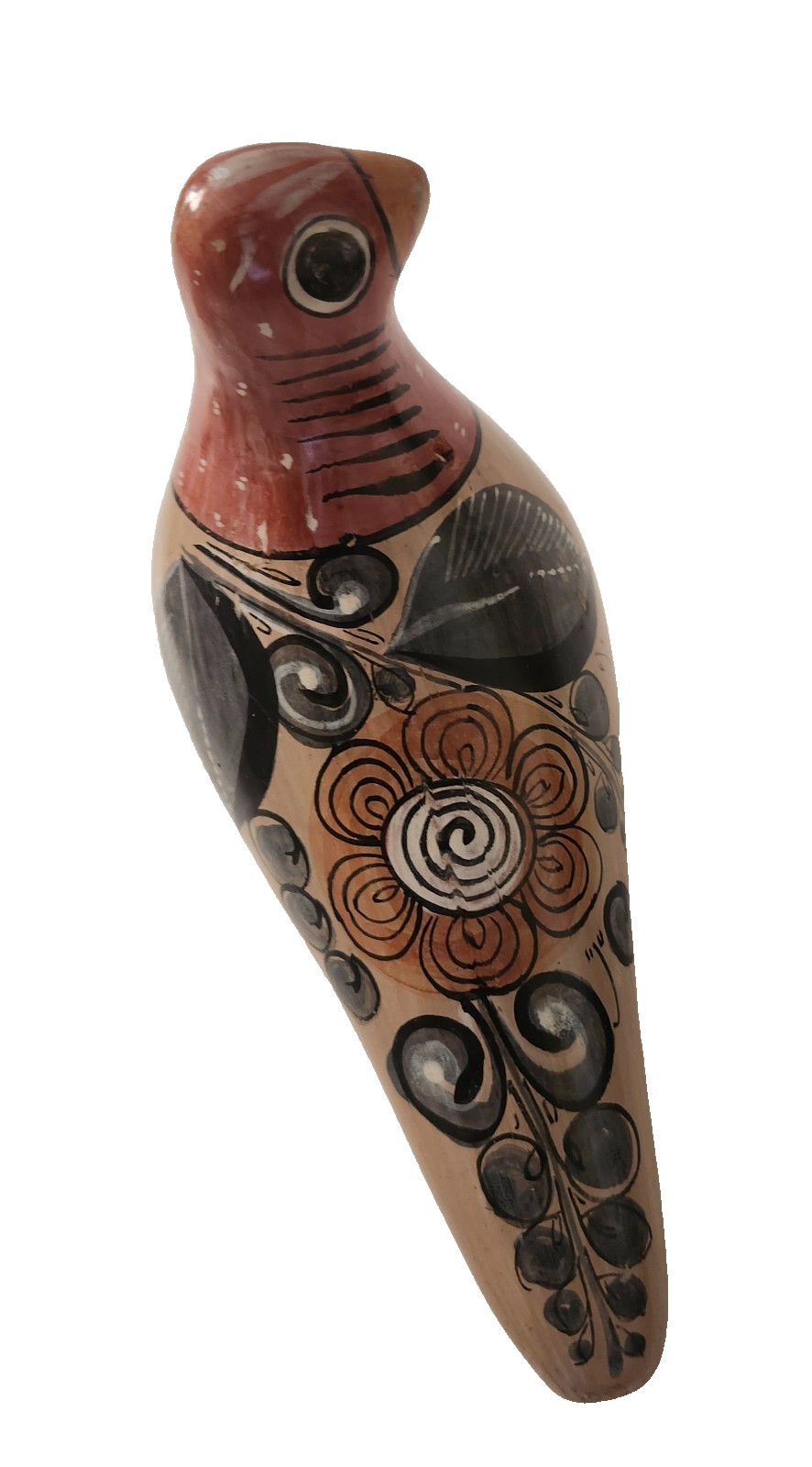 Tonala Footed Dove 2 Figurines Mexican Clay Pottery Hand Painted Folk Art Birds