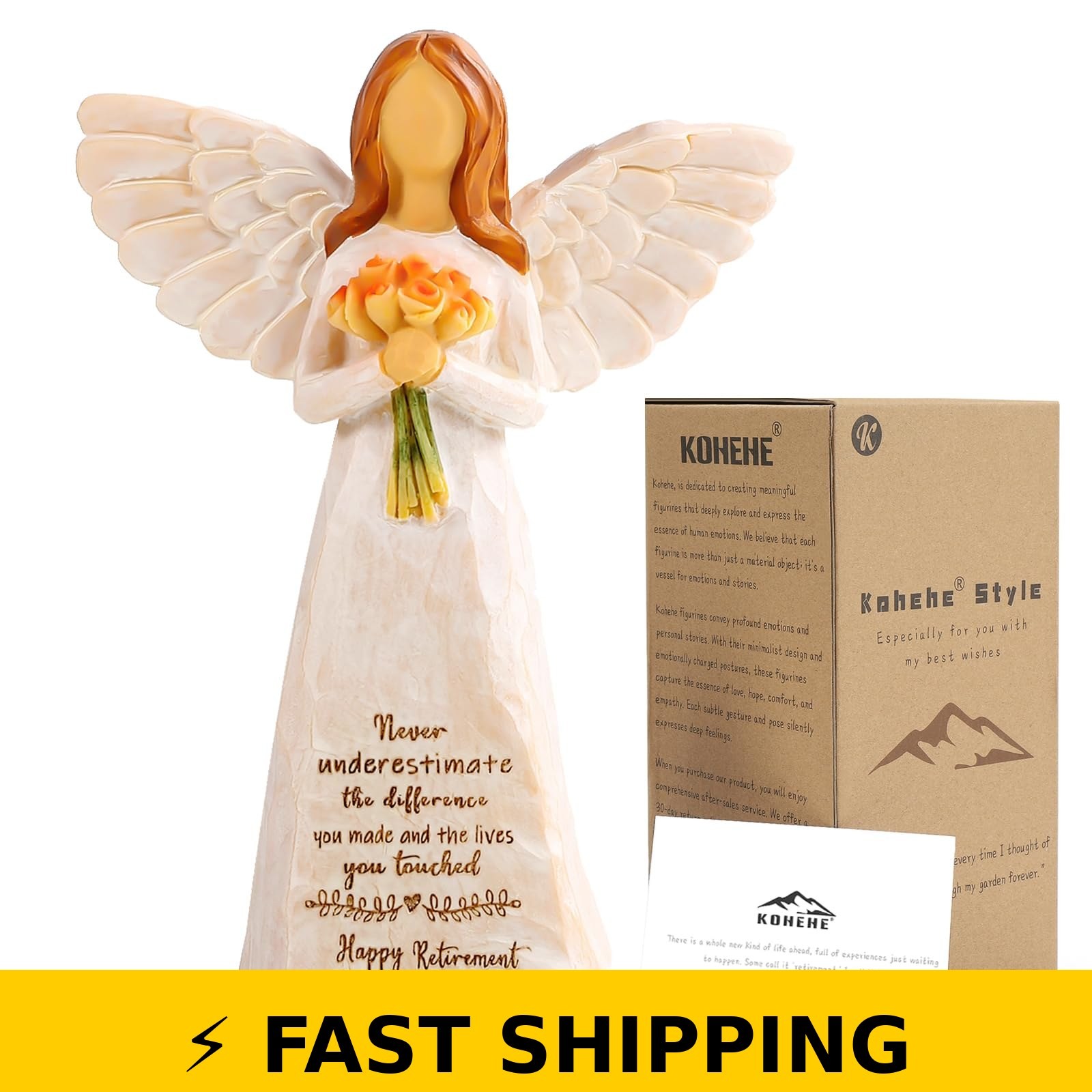 Kohehe 5.5” Angel Figurine – Retirement Gift for Women