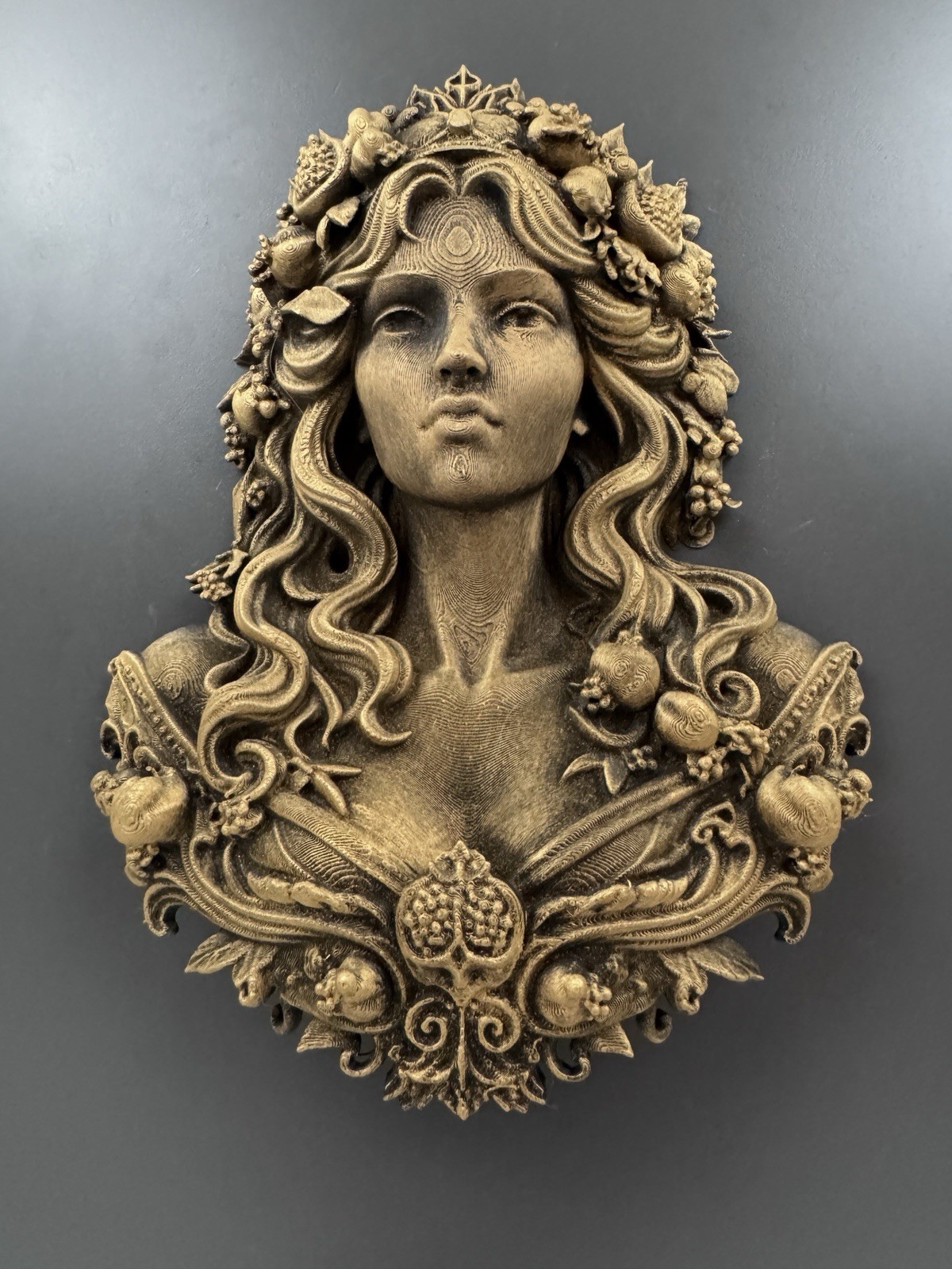Persephone Wall Sculpture Greek goddess Bust Pomegranate Queen Mythology Decor