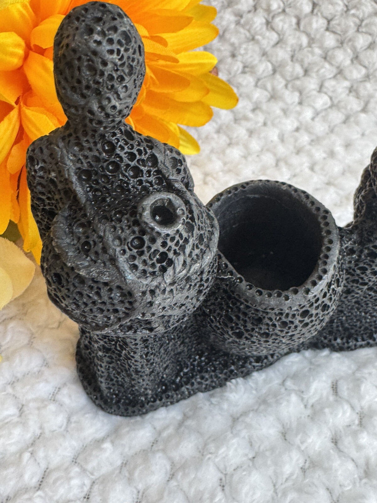 Vintage Lava Stone Figurine-Wimean With Camel & Vessel-Mid Eastern/N. Africa Sty