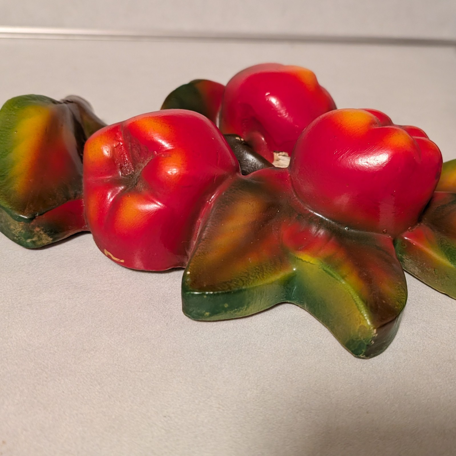 VTG Chalkware Red Apples on Branch Wall Hanging Decor 11″ x 8″