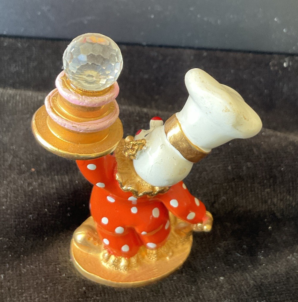 Vintage Spoontiques Clown Pastry Chef Holding Cake Crystal Ball Pewter