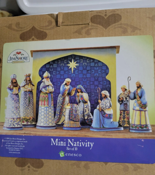 DEFECTIVE Jim Shore 10 pc Mini Blue Nativity Set Christmas 4011886 G3D