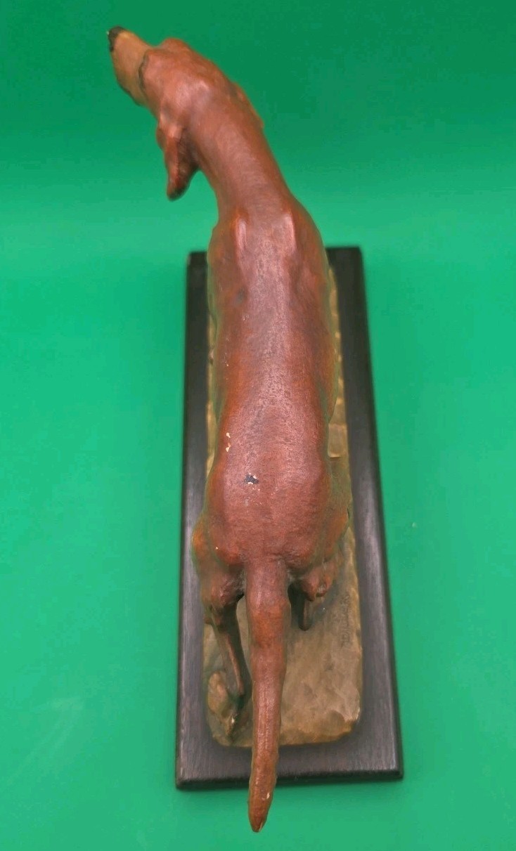 Vtg Helmut Diller Signed Anri Italy Dog Carved Wood Figure RARE Repaired SEE