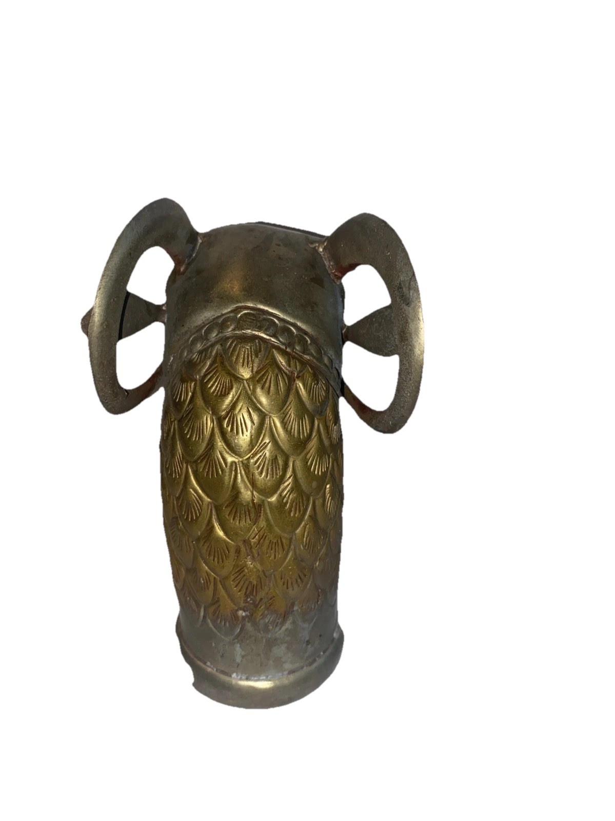 Ram Head Finial Staff Mixed Metal Brass South Arabian Yemen Rare Horned