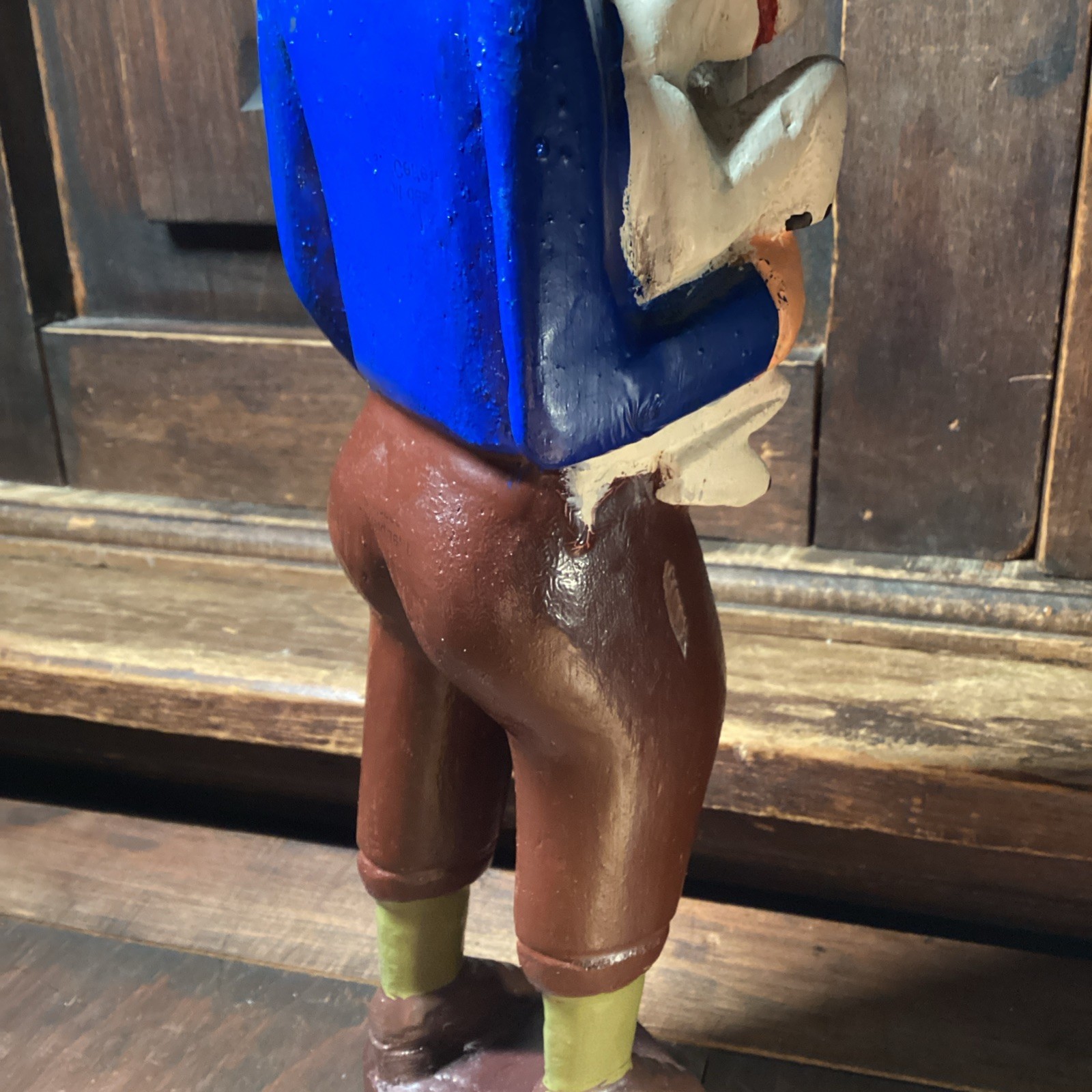 Tin Tin And Snowy (Milou) In French Hand Carved And Painted Wood Figurine Statue