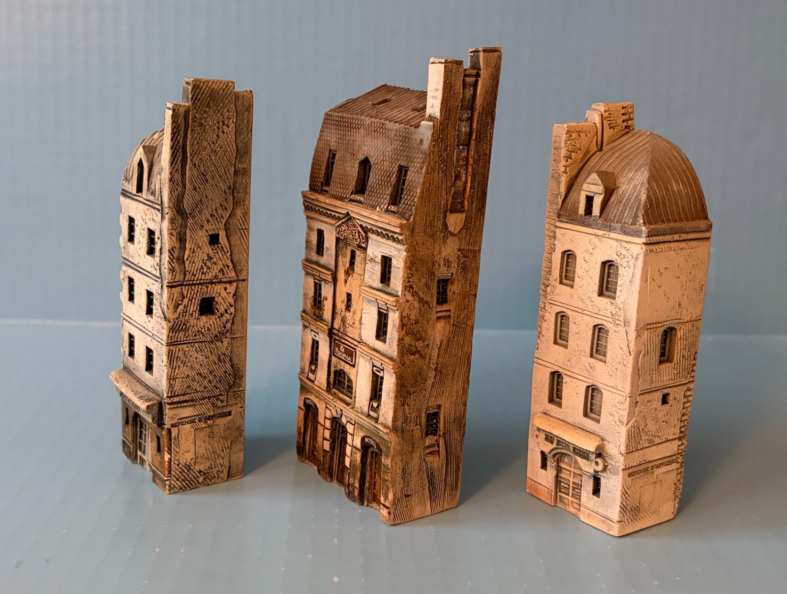 3 Gault ceramic houses miniature buildings Paris 1985, wargame 15mm