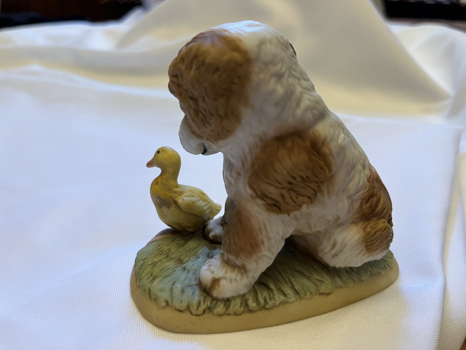Vintage HOMCO Porcelain Spaniel Puppy Dog and Duckling Figurine #1413