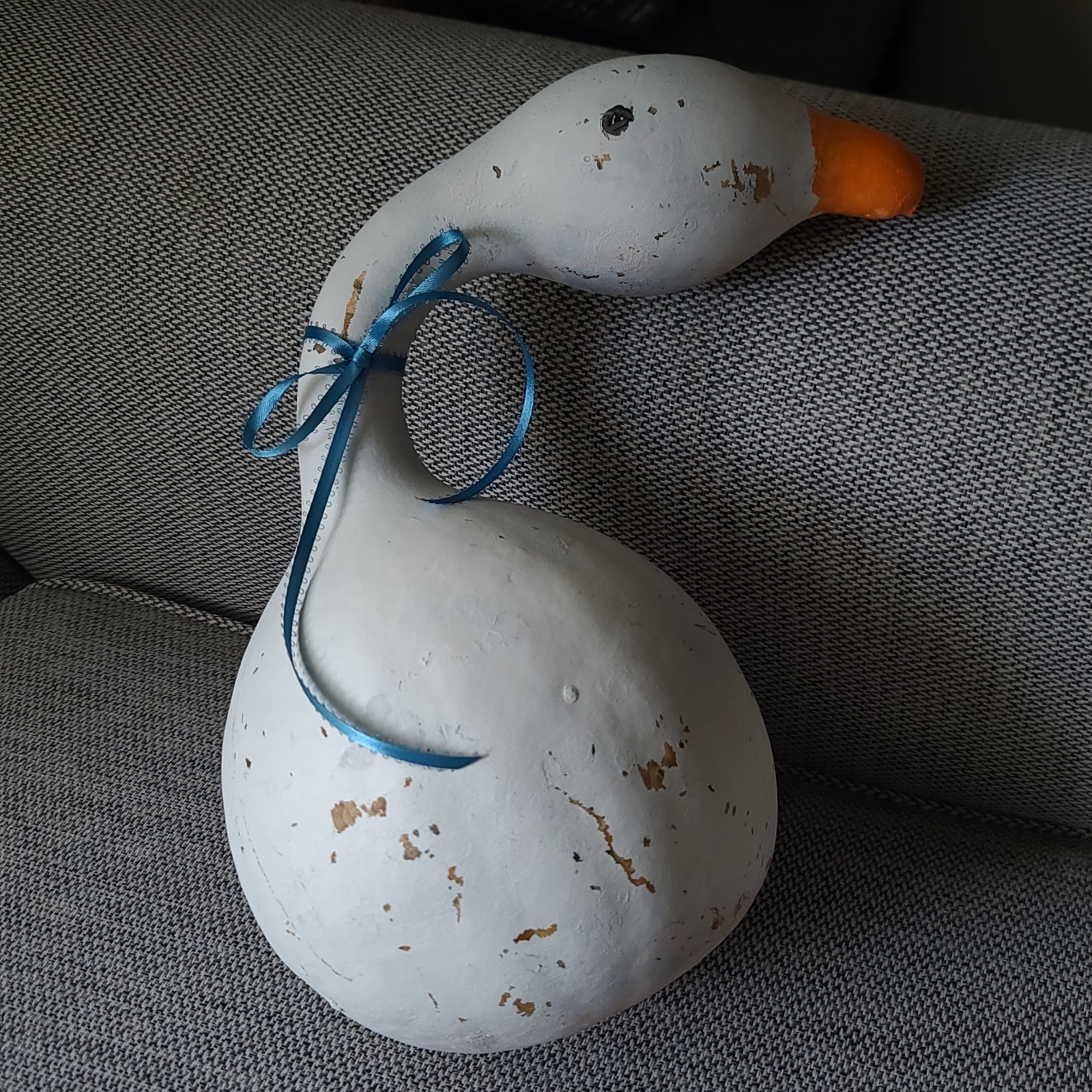 Vintage Hand-Painted Goose Gourd Figurine 13″