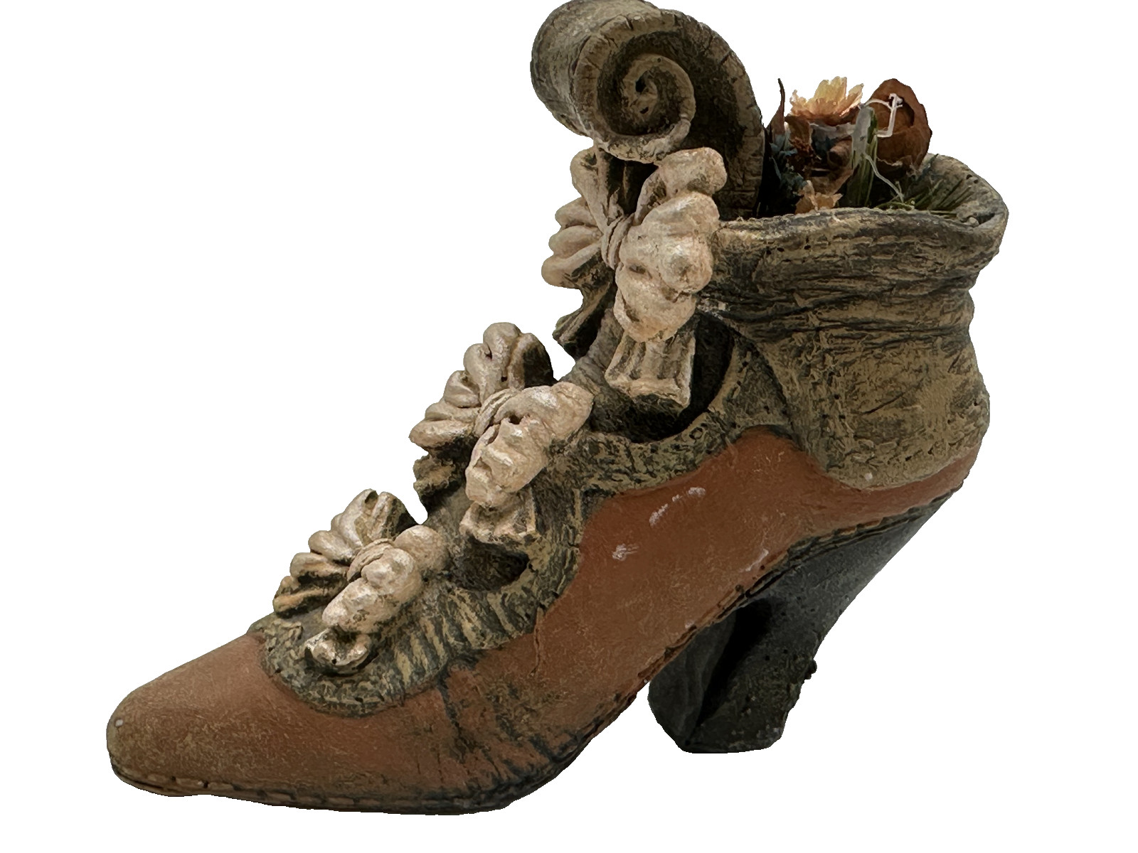 Vintage Victorian Miniature High Heel Shoe Figurine Collectible Resin Mini 4″