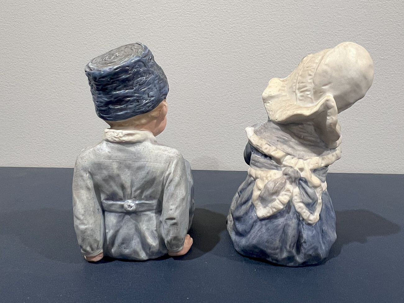1882 vtg germany dutch boy girl porcelain Gebruder Heubach figurine bisque blue