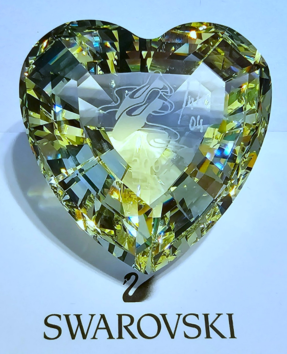 💛 Swarovski Crystal *ARTIST SIGNED* 2004 Yellow Anna Ballet Shoe Heart Figurine